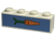 Part No: 3010pb336  Name: Brick 1 x 4 with Orange Carrot on Medium Blue Background Pattern (Sticker) - Set 40574