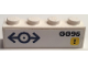 Part No: 3010pb377L  Name: Brick 1 x 4 with Dark Blue Train Logo, Black 'GG96' and Exclamation Mark on Yellow Background Pattern Model Left Side (Sticker) - Set 40518