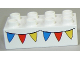 Part No: 3011pb030  Name: Duplo, Brick 2 x 4 with Blue, Red and Yellow Bunting Pattern