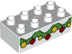 Part No: 3011pb063  Name: Duplo, Brick 2 x 4 with Green Christmas Garland with Yellow Balls and Red Hearts Pattern