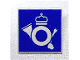 Part No: 30258pb006  Name: Road Sign 2 x 2 Square with Clip with Mail Horn on Blue Background Pattern