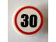 Part No: 30261pb037  Name: Road Sign 2 x 2 Round with Clip with Black '30' in Red Circle Pattern (Sticker) - Set 40170