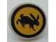 Part No: 30261pb051  Name: Road Sign 2 x 2 Round with Clip with Black Rabbit and Circle on Yellow Background Pattern (Sticker) - Set 41352