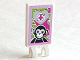 Part No: 30350bpb038  Name: Tile, Modified 2 x 3 with 2 Clips with Black Monkey, Magenta Cross on Silver Heart, Bright Pink Border Pattern (Sticker) - Set 41058