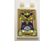 Part No: 30350bpb174  Name: Tile, Modified 2 x 3 with 2 Open O Clips with Dark Purple, Tan and Holographic Gold Tiger Head with Open Mouth and Teeth (Cave of Wonders) Pattern (Sticker) - Set 41161