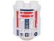Part No: 30361cpb054  Name: Brick, Round 2 x 2 x 2 Robot Body with Bottom Axle Holder (x Shape / + Orientation) with SW Astromech Droid Light Bluish Gray Rectangles, Red Utility Arms, Dark Blue Center Panel Pattern
