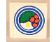 Part No: 3068apb04  Name: Tile 2 x 2 without Groove with Blue Circle Plate, Fried Egg, 4 Red Spots Pattern (Sticker) - Set 269 (Undetermined Type)