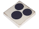 Part No: 3068p65  Name: Tile 2 x 2 with 3 Black Circles, Stove Top Burners Pattern (Sticker) - Sets 6365 / 6372 / 6374