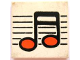 Part No: 3068pb0034  Name: Tile 2 x 2 with Black / Orange Music Note Pattern