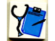 Part No: 3068pb0037  Name: Tile 2 x 2 with Blue and Black Stethoscope, Clipboard, and Pen Pattern