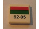 Part No: 3068pb0212  Name: Tile 2 x 2 with Red and Green Stripes and '92-95' Pattern (Sticker) - Set 7993