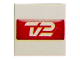 Part No: 3068pb0373  Name: Tile 2 x 2 with Stylized 'TV2' on Red Background Pattern
