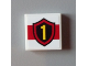 Part No: 3068pb0632  Name: Tile 2 x 2 with Yellow Number 1 Fire Logo Badge on Red Stripe Pattern (Sticker) - Set 60004