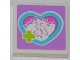 Part No: 3068pb0753  Name: Tile 2 x 2 with Lime Cross and Hedgehog in Medium Azure Heart Pattern (Sticker) - Set 3188