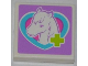 Part No: 3068pb0756  Name: Tile 2 x 2 with Lime Cross and Horse Head in Medium Azure Heart Pattern (Sticker) - Set 3188