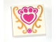 Part No: 3068pb0980  Name: Tile 2 x 2 with Magenta Jewel and Paw Print with Heart and Gold Decorations Pattern