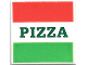 Part No: 3068pb1045  Name: Tile 2 x 2 with Red and Green Stripes and Dark Green 'PIZZA' Pattern (Pizza Box)