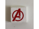 Part No: 3068pb1428  Name: Tile 2 x 2 with Red Avengers Logo Pattern (Sticker) - Set 76049