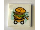 Part No: 3068pb1518  Name: Tile 2 x 2 with Hamburger on Wheels Pattern (Sticker) - Set 41349
