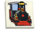 Part No: 3068pb2118  Name: Tile 2 x 2 with Black, Red and Yellow LEGO Steam Engine Pattern