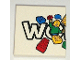 Part No: 3068pb2315  Name: Tile 2 x 2 with LEGO World Logo Left Half, 'WO', Minifigure with Blue Cap, 4 Whole Bricks and Plain Corner Pattern