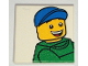 Part No: 3068pb2316  Name: Tile 2 x 2 with Minifigure with Green Torso and Blue Cap Pattern