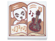 Part No: 3068pb2361  Name: Tile 2 x 2 with Open Book with White Dog, Dark Red Guitar, and Medium Nougat Music Notes Pattern (Animal Crossing K.K. Slider)