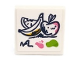 Part No: 3068pb2365  Name: Tile 2 x 2 with Painting of Banana, Apple, Watermelon Slice with Paint Splotches and Signature Pattern (Sticker) - Set 41682