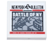 Part No: 3068pb2368  Name: Tile 2 x 2 with Newspaper with Red Stripes, Black 'NEW YORK BULLETIN' and White 'BATTLE OF NY'  Pattern (Sticker) - Set 76269