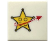 Part No: 3068pb2383  Name: Tile 2 x 2 with Yellow Star Justice Badge and Red Arrow Pattern (Sticker) - Set 10191