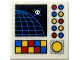 Part No: 3068pb2384  Name: Tile 2 x 2 with Computer Screen with Wire Frame Globe, Skull, Blue, Red and Yellow Buttons and Lights Pattern (Sticker) - Set 10191