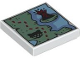 Part No: 3068pb2389  Name: Tile 2 x 2 with Map of Coastline with Sand Green Land, Erupting Volcano on Island, Black Tiger Head and Dark Red Dotted Line Pattern