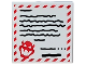 Part No: 3068pb2456  Name: Tile 2 x 2 with Letter with Red Blocked Edge and Bowser Head, Black Scribbles and Dots Pattern