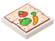 Part No: 3068pb2554  Name: Tile 2 x 2 with Light Nougat Wood Grain Boards with Reddish Brown Nails and Red, Orange, and Bright Green Tomato, Paprika / Pepper, and Carrot Pattern