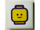 Part No: 3068pb2619  Name: Tile 2 x 2 with Yellow Classic Minifigure Head with Standard Grin Pattern (Sticker) - Set 40385