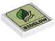 Part No: 3068pb2842  Name: Tile 2 x 2 with Dark Green Leaf and Black 'BIOGLOW' on Yellowish Green Background Pattern