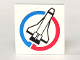 Part No: 3068px31  Name: Tile 2 x 2 with Space Shuttle in Blue and Red Circle (Launch Command Logo) Pattern