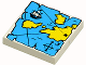 Part No: 3068px9  Name: Tile 2 x 2 with Map Blue Water, Yellow Land, Black Letter X Pattern