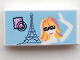 Part No: 3069pb0041  Name: Tile 1 x 2 with Eiffel Tower and Girl Waving Pattern