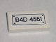 Part No: 3069pb0143  Name: Tile 1 x 2 with 'B4D 4551' Pattern (Sticker) - Set 8211