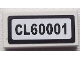 Part No: 3069pb0252  Name: Tile 1 x 2 with 'CL60001' Pattern (Sticker) - Set 60001