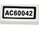 Part No: 3069pb0308  Name: Tile 1 x 2 with 'AC60042' Pattern (Sticker) - Set 60042