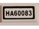 Part No: 3069pb0358  Name: Tile 1 x 2 with 'HA60083' Pattern (Sticker) - Set 60083