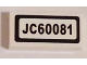 Part No: 3069pb0360  Name: Tile 1 x 2 with 'JC60081' Pattern (Sticker) - Set 60081