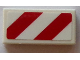 Part No: 3069pb0363L  Name: Tile 1 x 2 with Red and White Danger Stripes (Two Red Stripes) Pattern Model Left Side (Sticker) - Set 60073