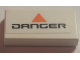 Part No: 3069pb0422  Name: Tile 1 x 2 with Orange Up Arrow and 'DANGER' Pattern (Sticker) - Set 7697