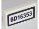 Part No: 3069pb0431  Name: Tile 1 x 2 with Black 'BD16353' Pattern (Sticker) - Set 60119