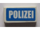 Part No: 3069pb0447  Name: Tile 1 x 2 with White 'POLIZEI' on Blue Background Pattern (Sticker) - Sets 7235-2 / 7236-2 / 7744