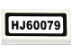 Part No: 3069pb0448  Name: Tile 1 x 2 with 'HJ60079' Pattern (Sticker) - Set 60079