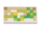 Part No: 3069pb0487  Name: Tile 1 x 2 with Pixelated Green, Lime, Tan and Yellow Pattern (Minecraft Iron Golem)